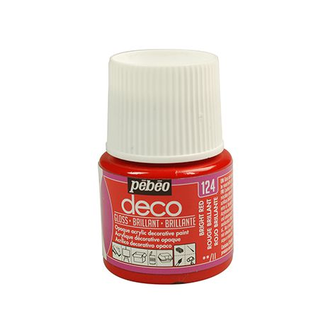 Farba Pebeo Deco Błyszcząca 45ml, Czerwona/124 Bright Red